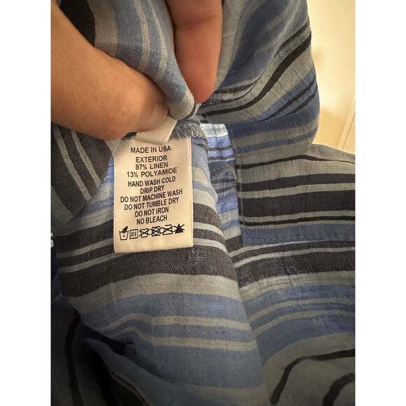 Lisa Marie Fernandez The Tunic Caftan In Sea Striped Linen Blue Maxi Dress NWT 0 - Picture 9 of 10